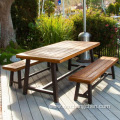 Waterproof Modern Wooden Furniture Patio Outdoor Park Garden Plastic Wood Long Bench with Metal legs